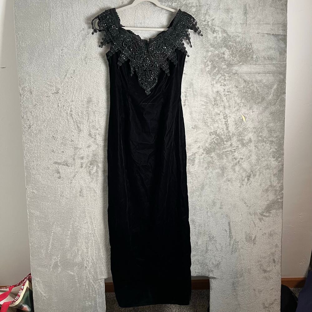 Vintage Black Lace Evening Gown Dress Gothic Victorian Dark Romance Witchy Y2K 8